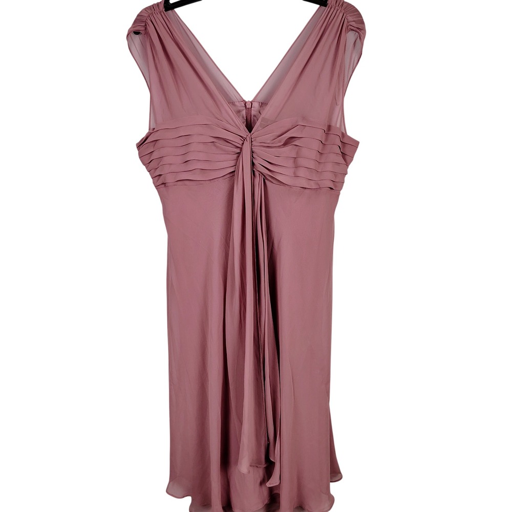 R&M Richards Womens SZ 14P Chiffon Pleated Cocktail Dress Mauve Regencycore